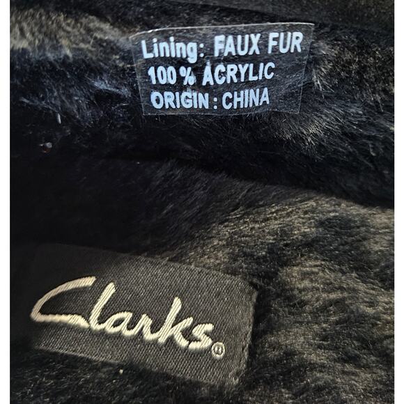 CLARKS Women's 10 M Faux Fur Glitter Moccasin Slippers Slip On Comfort NEW - Picture 5 of 10